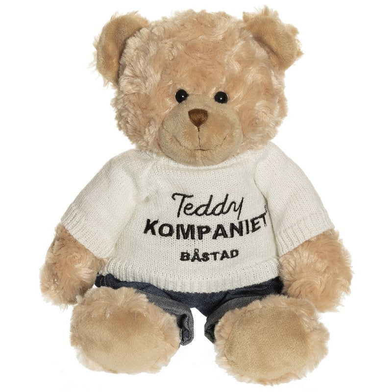 Teddykompaniet Gosedjur Teddy med Stickad Logotröja & Jeans 32cm