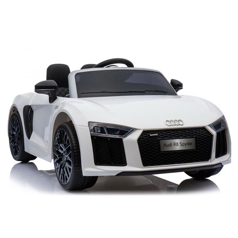 Azeno Audi R8 Spyder Vit elbil för barn bild framifrån sidan