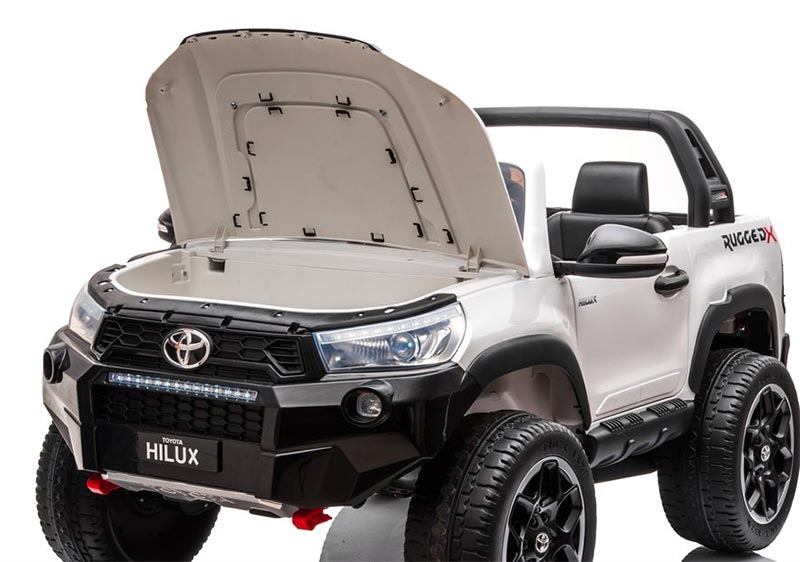 Azeno Toyota Hilux Vit Elbil för barn bild på motorhuven