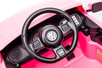 Thumbnail for Azeno VW Beetle Dune Rosa Elbil för barn bild på instrumentpanel med ratt