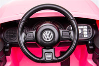 Thumbnail for Azeno VW Beetle Dune Rosa Elbil för barn bild på ratt