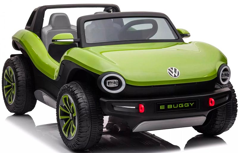 Azeno VW ID. Buggy Grön Elbil för barn, 2x12V  bild snett framifrån