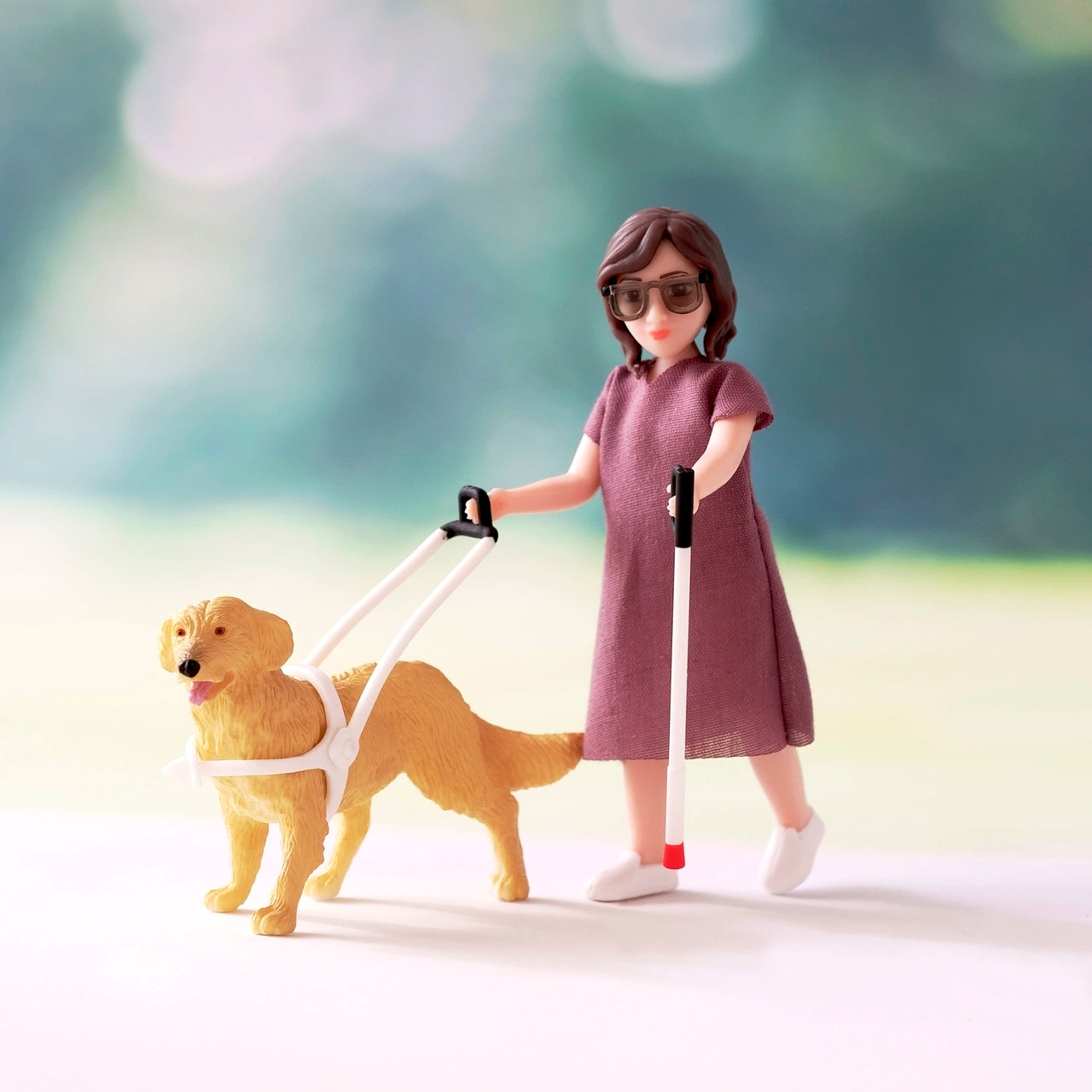 Lundby Dockhusdocka med blindkäpp & ledarhund