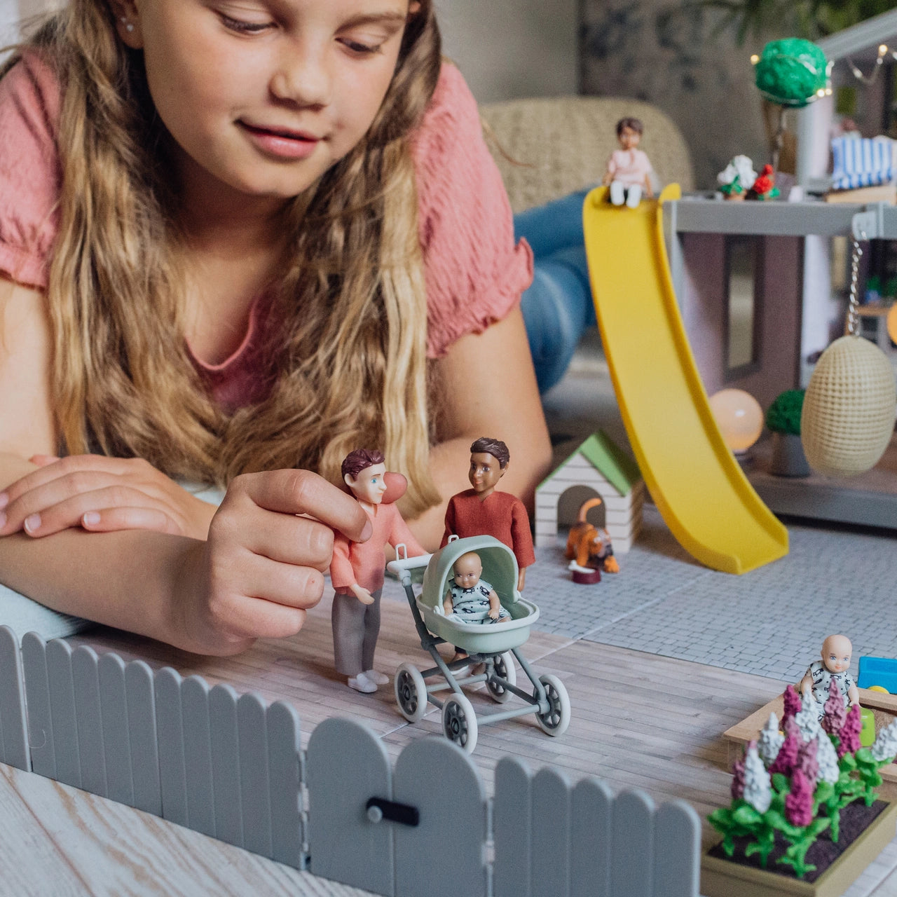 Lundby Dockhusdocka med bebis & vagn