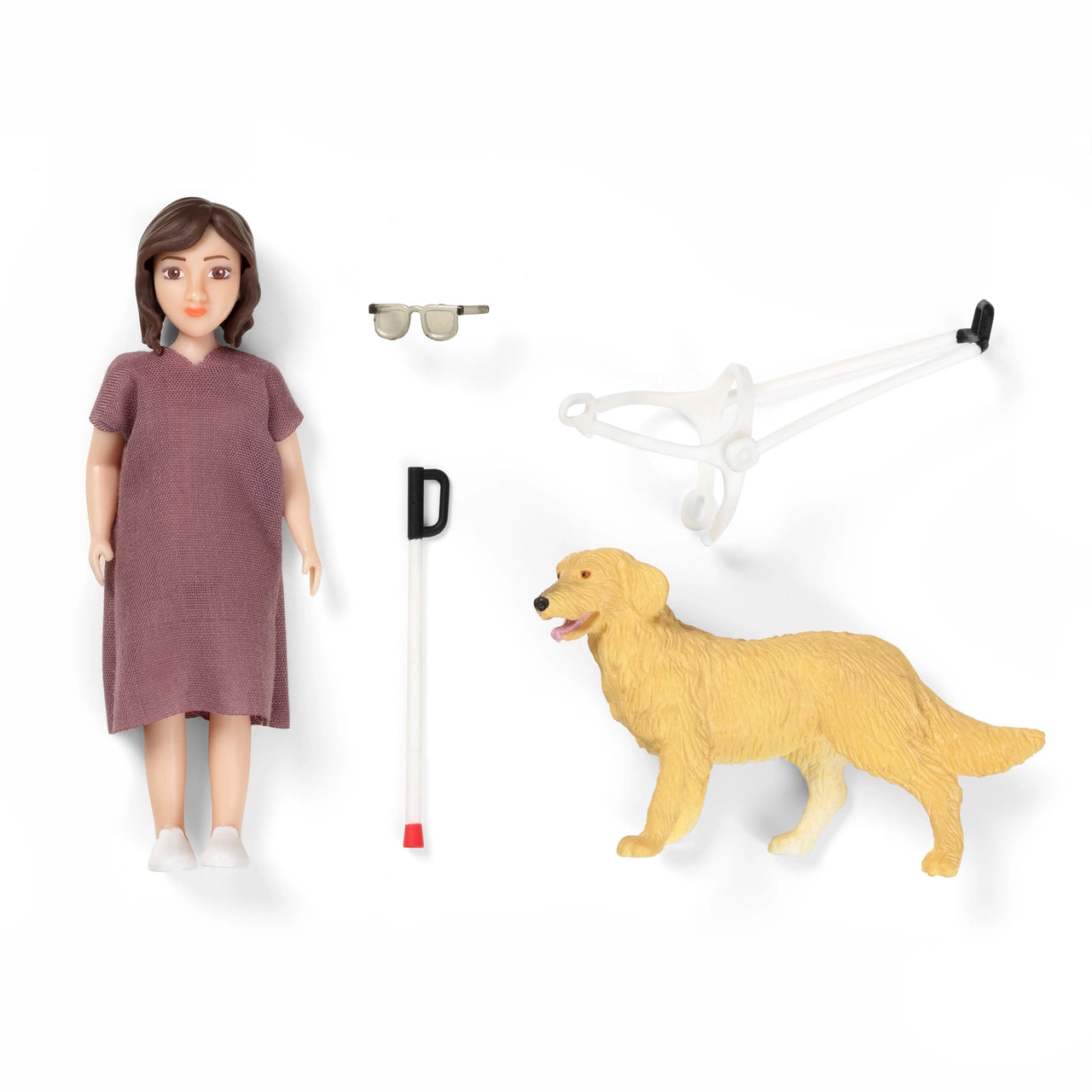 Lundby Dockhusdocka med blindkäpp & ledarhund