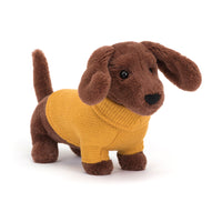 Thumbnail for Jellycat Sweater Sausage Dog Yellow