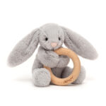 Jellycat Bashful Silver Bunny Wooden Ring Toy