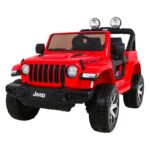 Azeno Jeep Wrangler Rubicon Röd Elbil för barn bild snett framifrån