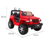 Azeno Jeep Wrangler Rubicon Röd Elbil för barn bild med mått