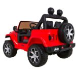 Azeno Jeep Wrangler Rubicon Röd Elbil för barn bild snett bakifrån