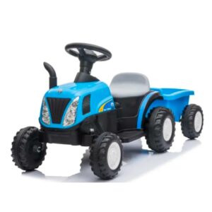 Azeno New Holland H7 Blå Eltraktor med släp för barn