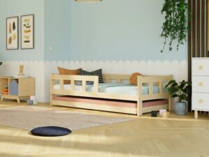 Benlemi Fence Enkelsäng med två sidoskydd miljöbild med extra säng