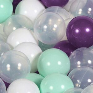 MeowBaby Lila bollhav i sammet med 200 bollar i mint, violett, vit och transparent (90x30cm) bollar